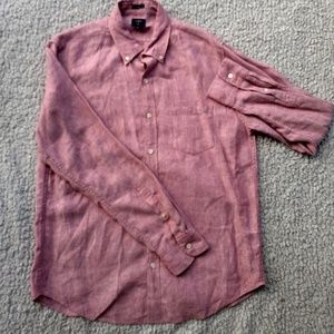 J. Crew Large Linen Casual Red Buttondown Shirt
